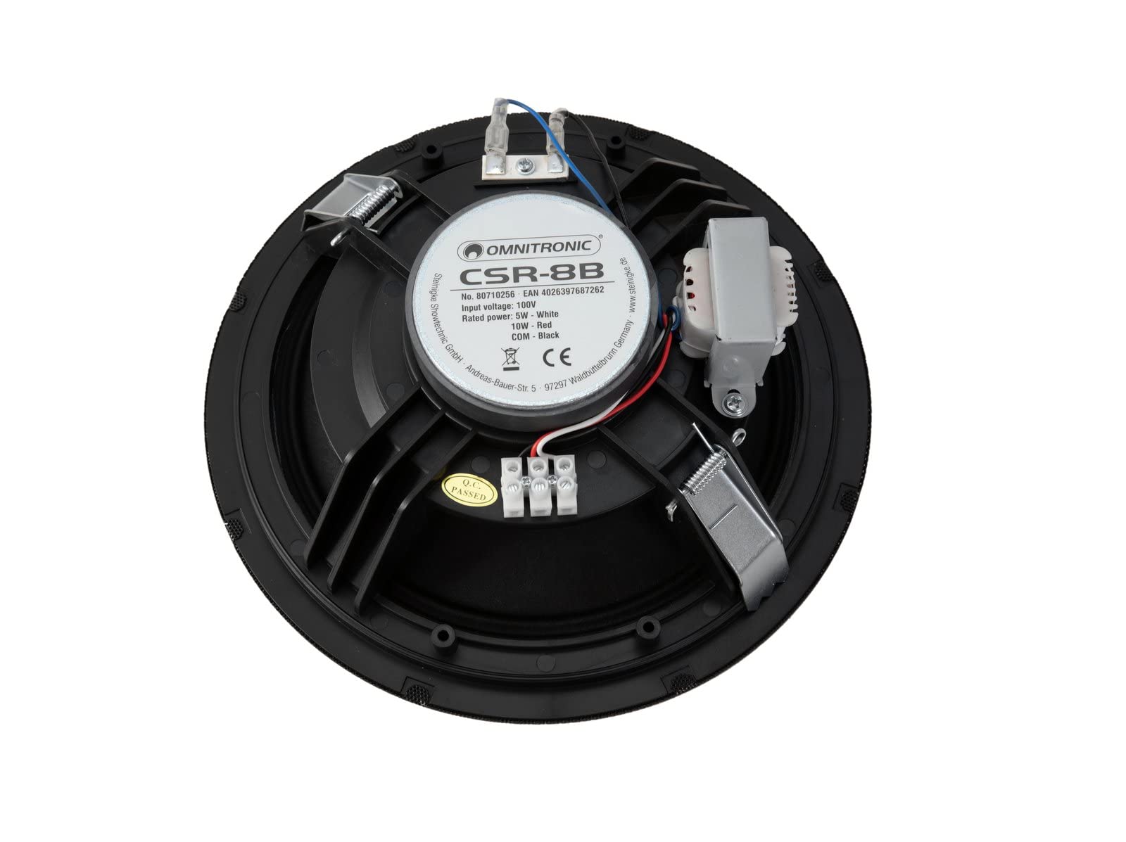 OMNITRONIC CSR-8B Deckenlautsprecher schwarz | 8"-Breitband-Einbaulautsprecher, 100 V, 10 W RMS, Ø 215 mm