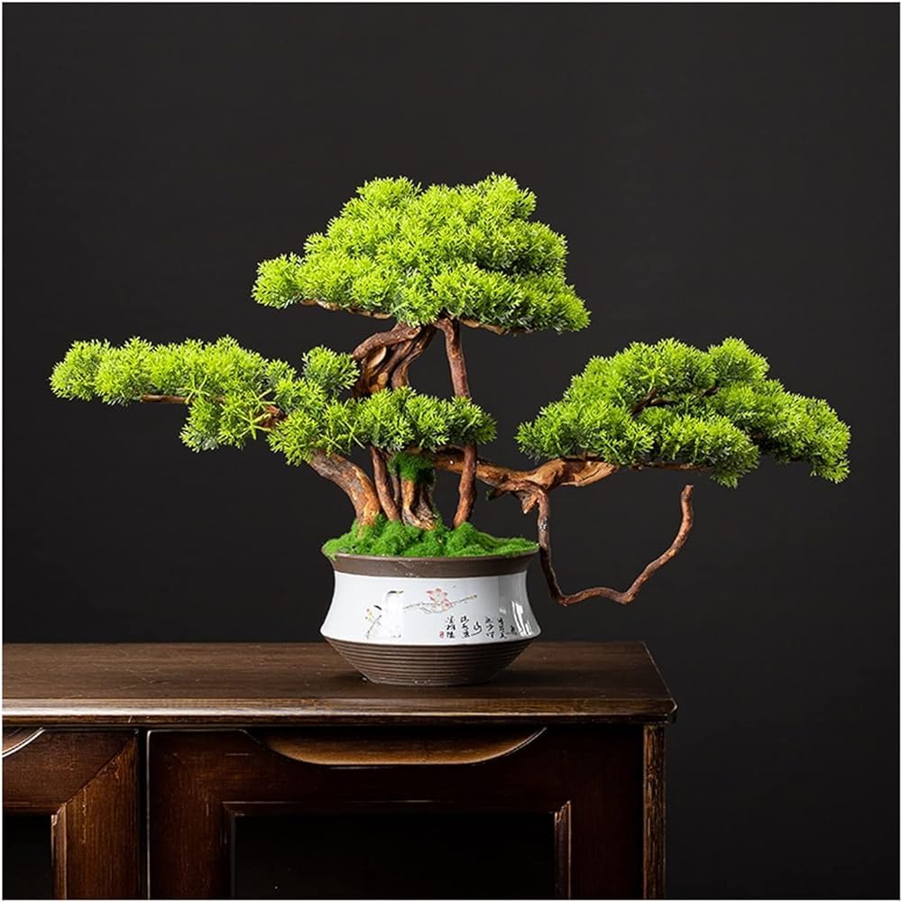 Künstlicher Bonsai-Baum groß mit Keramiktopf – künstliche Bonsai-Pflanze für Zuhause, Büro, Schreibtisch, Tischdekoration – künstliche Zimmer-Bonsai-Topfpflanze