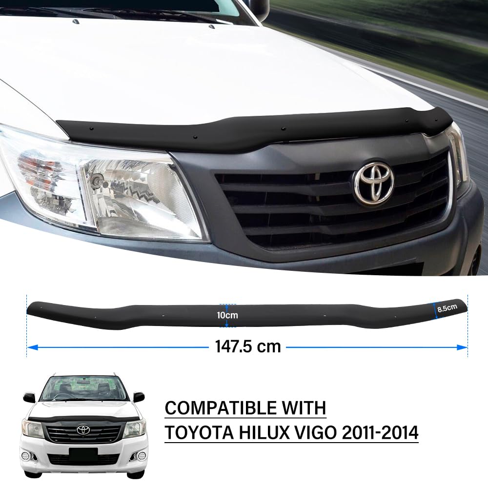 Protector de capó para Toyota Hilux 2012 – 2015 Life, Comfort, Executive Todas las Cabinas, Pickup, Deflector de capó, acrílico PMMA resistente a los rayos UV, resistente a la intemperie, color
