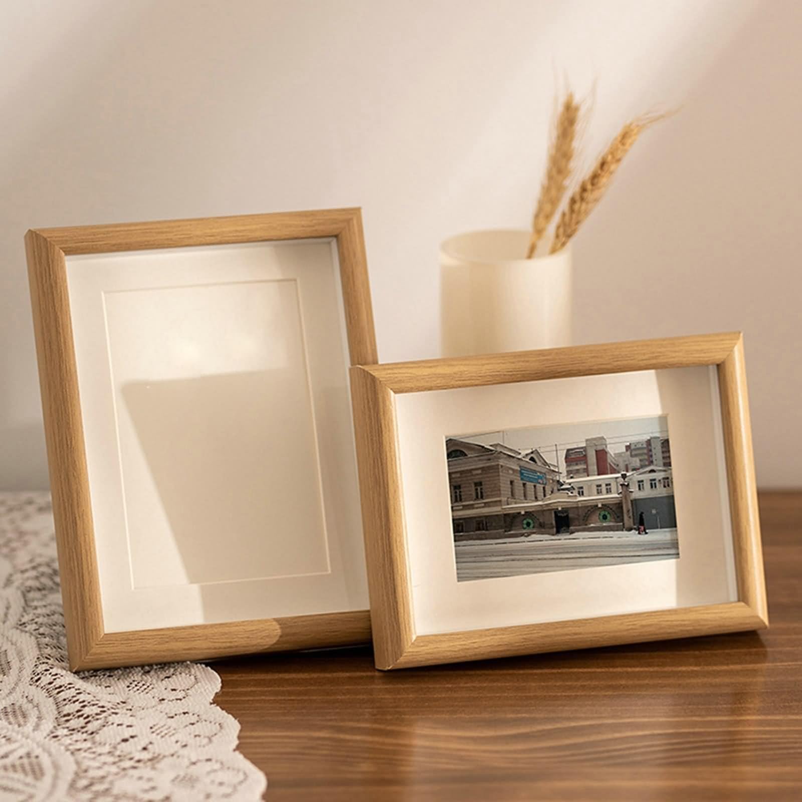 Marcos de pared para dormitorio, marco de fotos cuadrado de madera para mesa y montaje en pared, tablero DM, 8 x 8 pulgadas