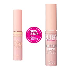 Ruby Kisses Lip Gloss Butter Bomb Gloss Non-Sticky Lip Gloss Vitamin E Natural Nude Lip Makeup - 7.8mL (0.26 US fl.oz) (Like A Virgin)