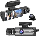 Dashcam avant et à l'intérieur, Cam caméra de voiture Dash pour les voitures, Enregistreur de conduite avec IR Vision nocturne, enregistrement en boucle, objectif à angle large,3.16 1 cm IPS Écran, mode de stationnement (noir)