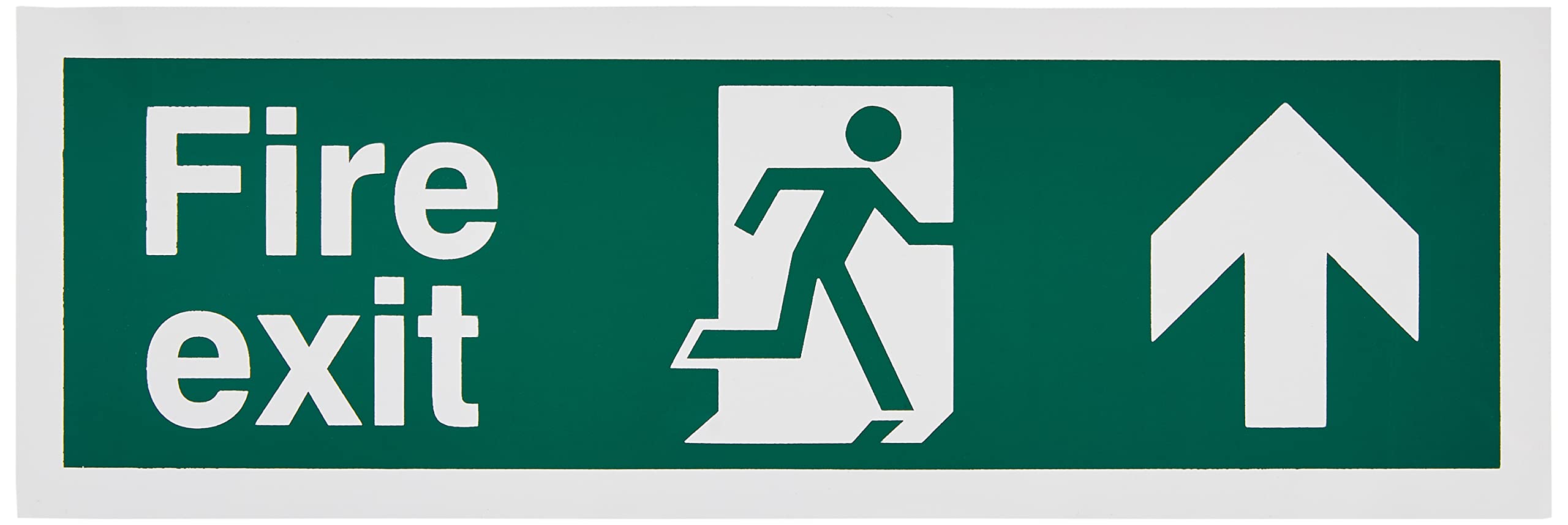 UK Safety StorePack of 6 Fire Exit Arrow Up Signs 300mm x 100mm - Self Adhesive