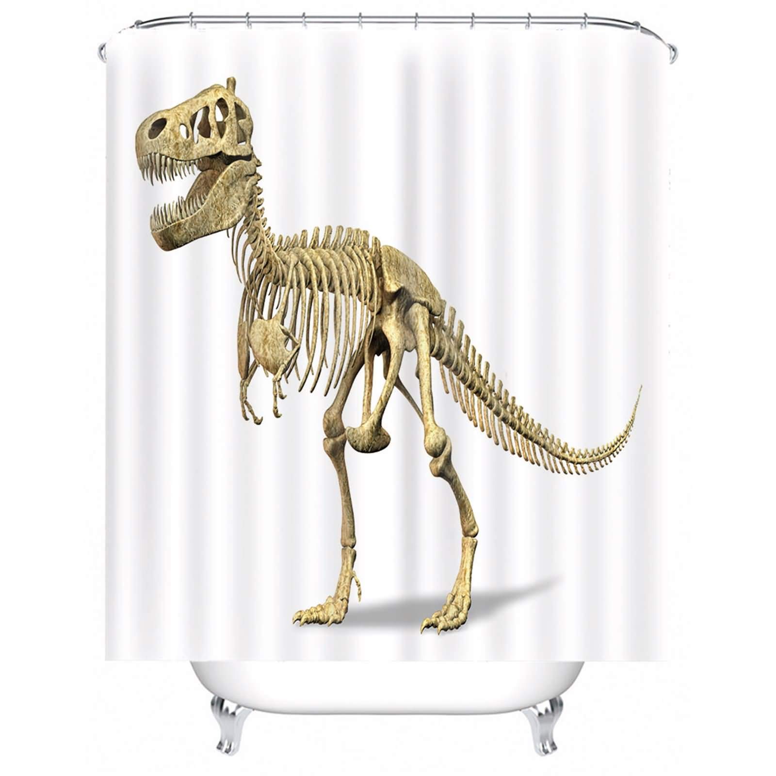 Rideau douche qui colle pas salle bain squelette dinosaure sans perçage 200x180
