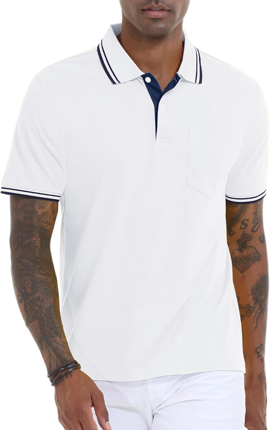 Polo Shirts for Men Short Sleeve Golf Polo with Pockets Moisture Wicking Tennis Shirt Summer Polo T-Shirts - Image 2