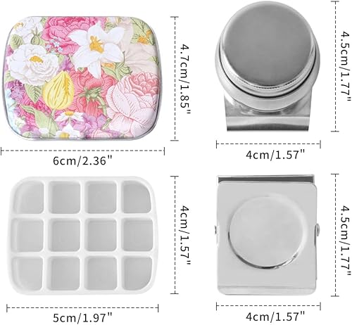 Miniatura 2 de Caja de estuche de pintura de acuarela portátil de mini lata de 12 celdas vacía es un pequeño kit de viaje de almacenamiento con clip magnético y