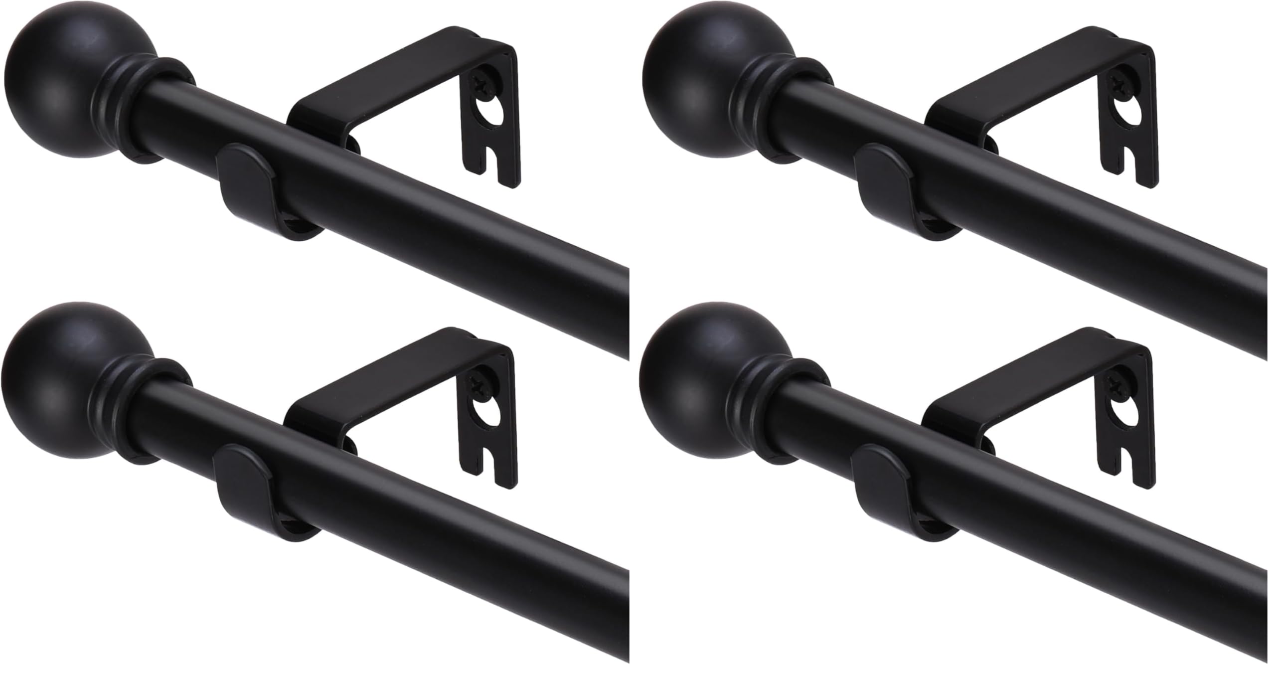 4 Pack Black Curtain Rods for windows 32 to 62 inch, 5/8 inch Splicing Heavy Duty Metal Curtain Rod Set with Brackets