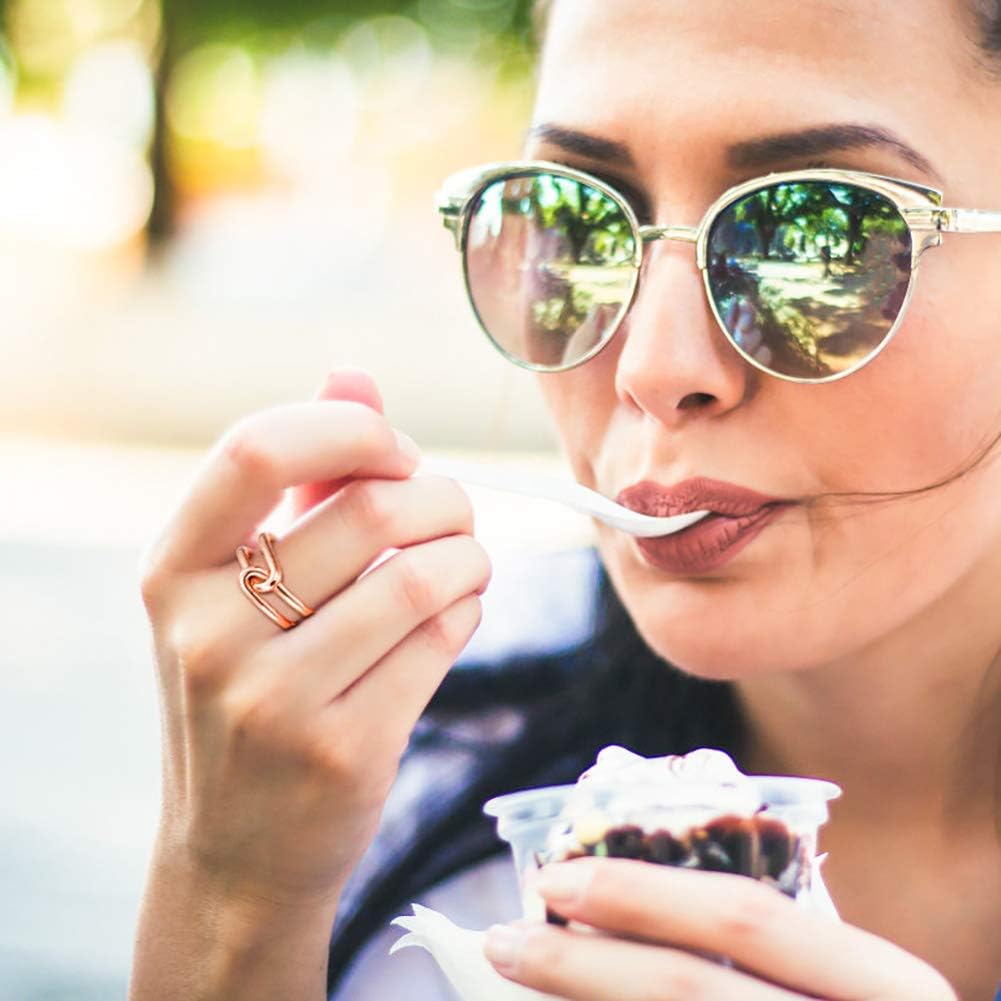 Jinbaoying Gold Rings for Women Girl Statement Fashion Rings Gold Plated Stainless Steel Engagement Promise Knot Love Rings (Rose Gold, 7) - Image 5