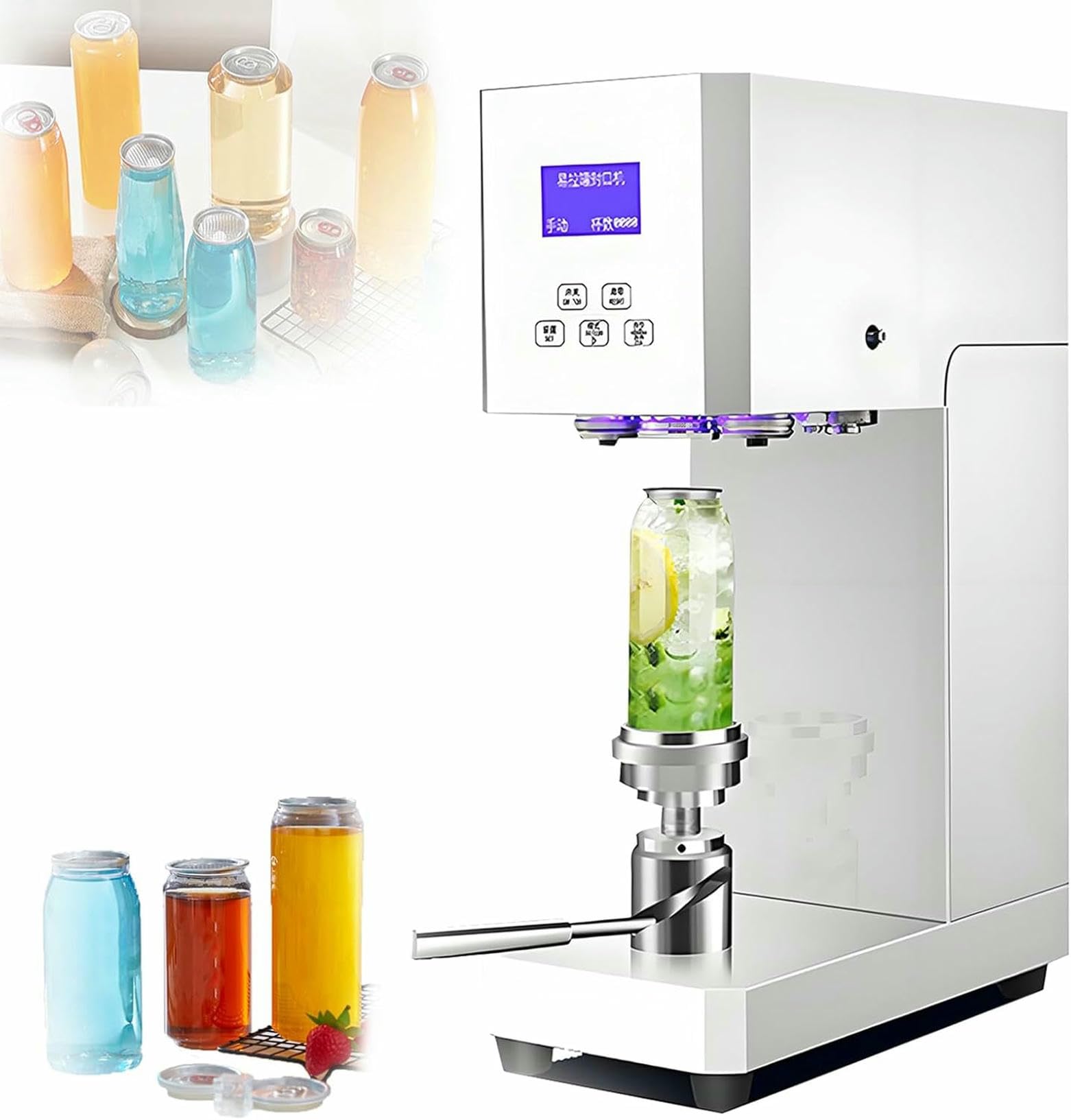 Fhrka Black 370W Semi Automatic & Manual Can Sealing Machine, Electric Cup Sealer Machine With Counter & Led Display Can Seaming Closing Capping Machine (Black)