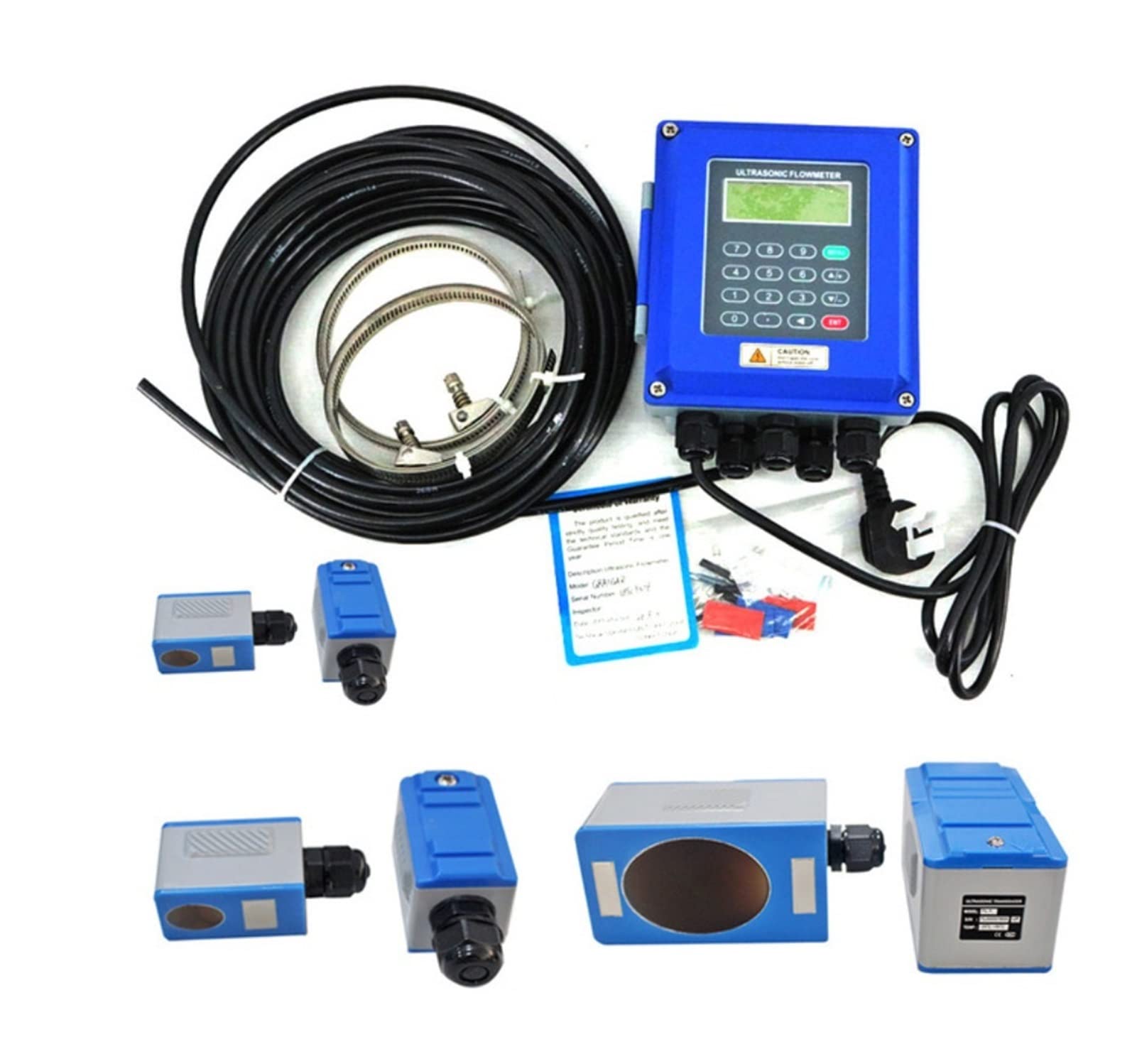 CUDTAPI TUF-2000B Ultrasonic Flow Meter DN50mm-DN700mm Wall Mounted Type Ultrasonic Liquid Flowmeter IP67 Protection TM-1 Transducer(Host TS2 TM1 TL1)