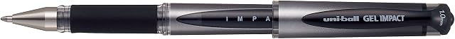 Uni-Ball 218990000 UM-153S Signo Impact Gel Pens with Rubber Grip, Black Gel, 1mm Nib (Pack of 12)