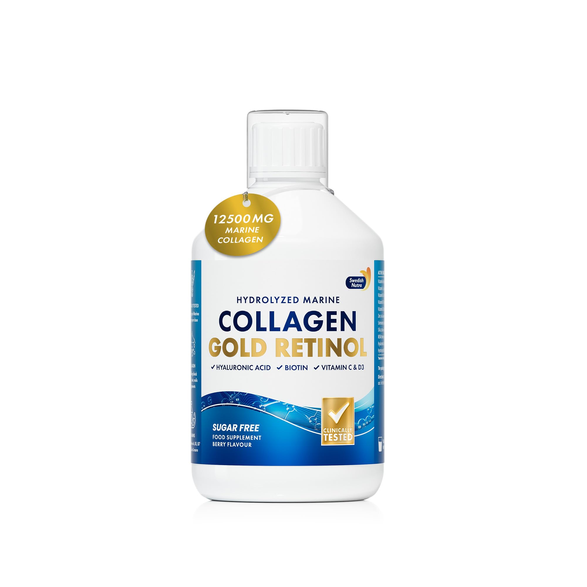Swedish Nutra Gold Retinol Marine Collagen 12,500 mg Liquid, 500 ml, 20 Day