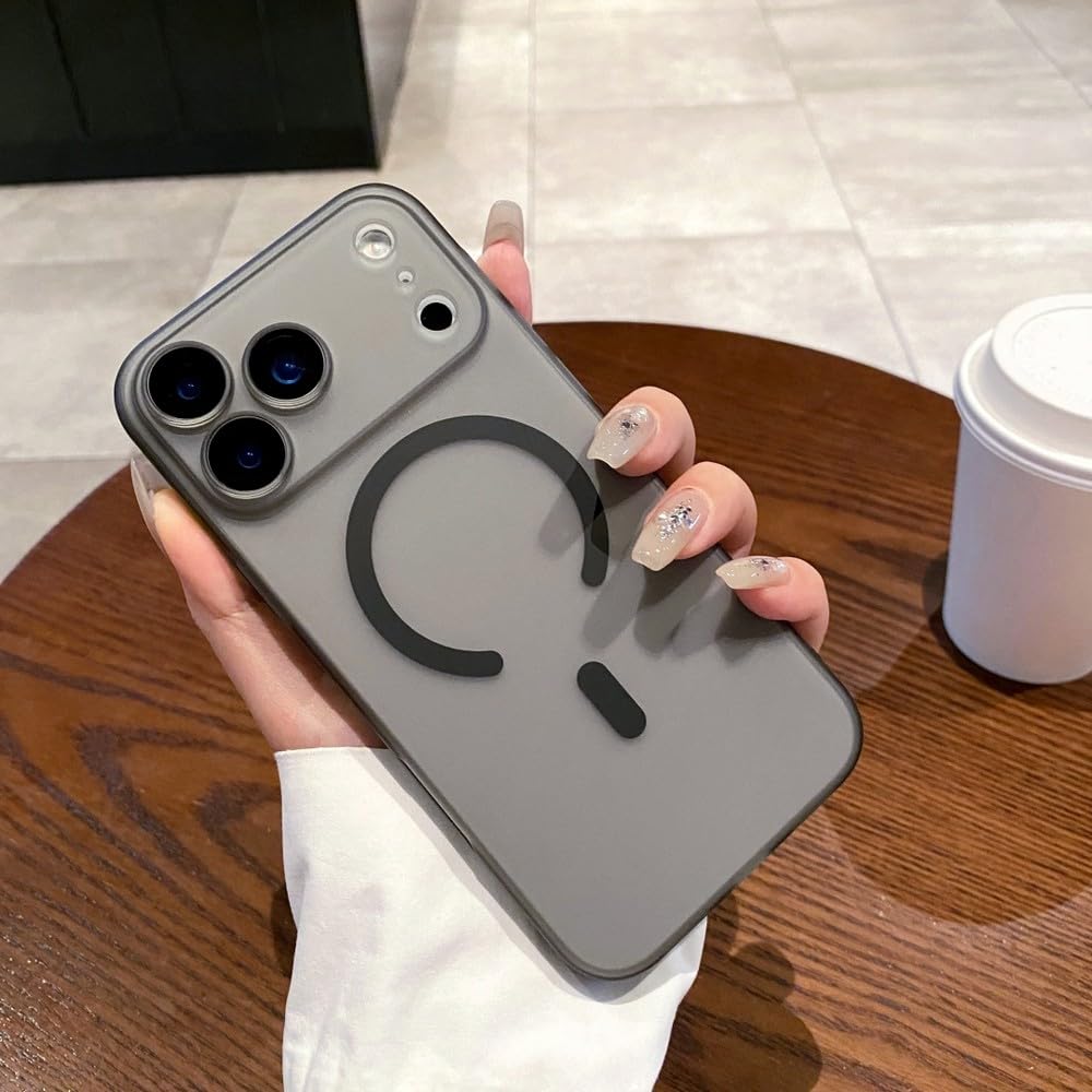 Ultracienkie matowe, przezroczyste etui do iPhone'a 17 Air 16 15 14 Plus 13 12 11 Pro Max, magnetyczne etui z funkcją ładowania bezprzewodowego, czarne, do iPhone'a 12Pro Max