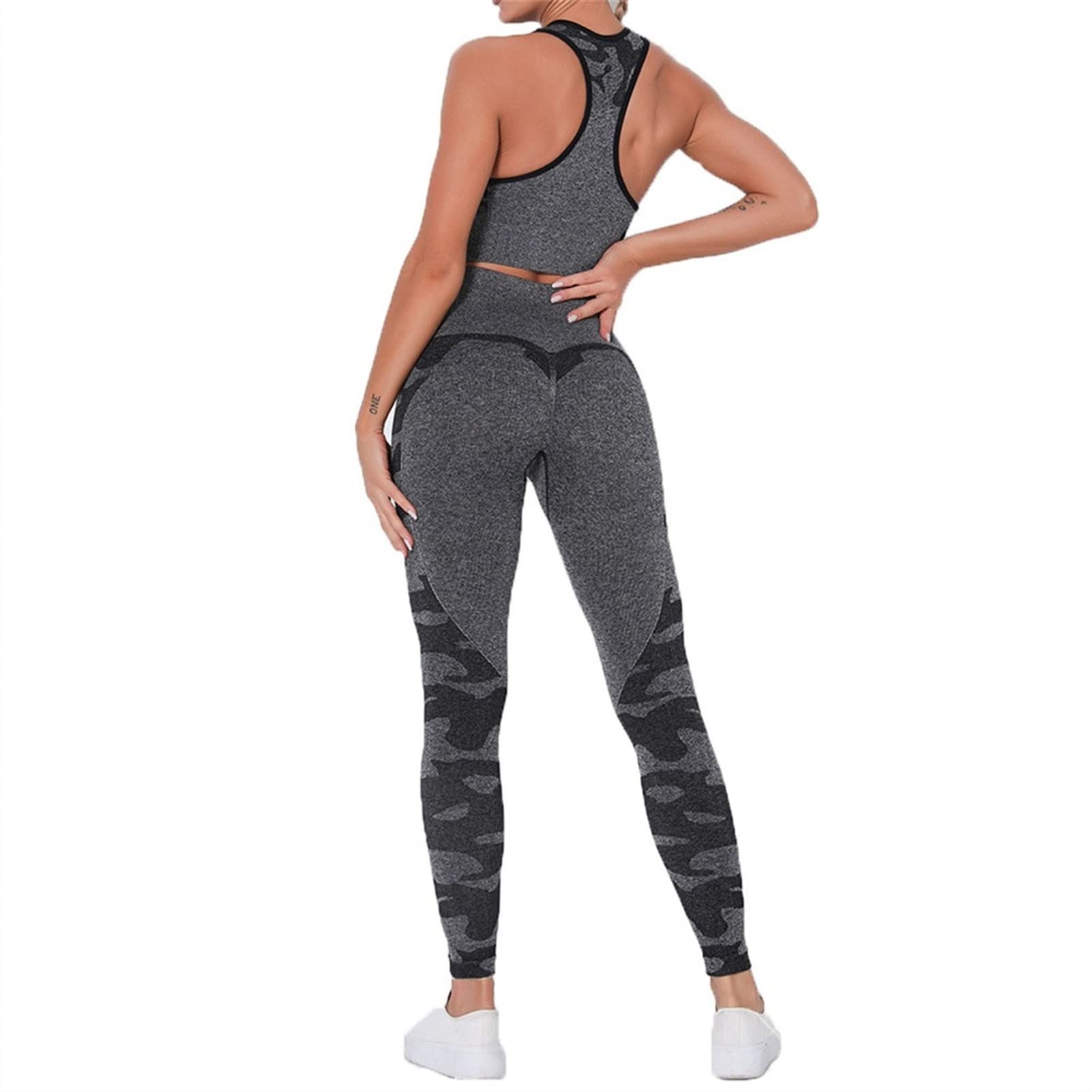 Damskie dresy treningowe do jogi, strój dla kobiet, zestaw 2 sztuki, nakładka do jogi Scrunch tłok, gimnastyka, legginsy bez ramion, sportowy biustonosz z rękawami crop Top Yoga Fitness dres treningowy 2 sztuki