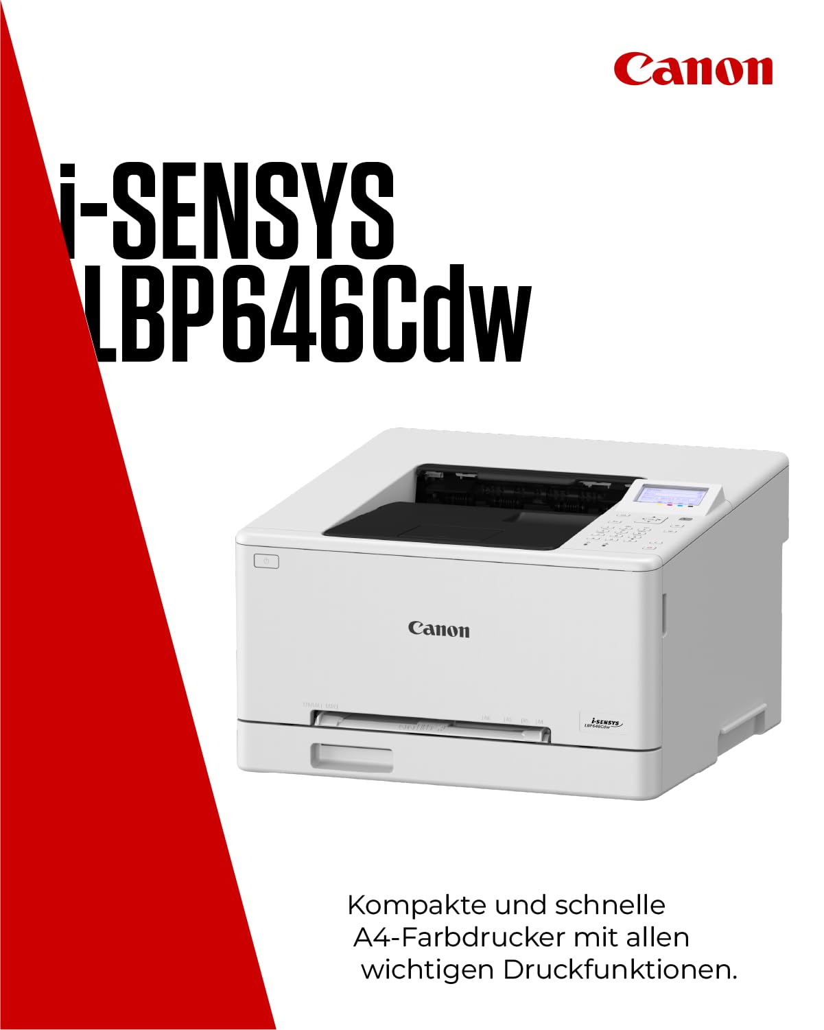 Canon i-SENSYS LBP646Cdw – Farblaserdrucker – 25 Seiten/Min. in A4 – 1200 × 1200 DPI – Automatischer Duplexdruck – WLAN, Ethernet & USB – Sicheres Drucken – Ideal für kleine Büros & Homeoffice