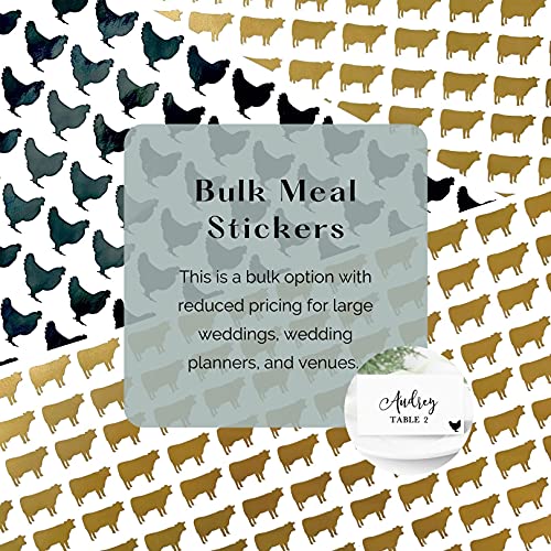Bulk Meal Choice Stickers (Set of 100) - Wedding Meal Stickers - Place Card Meal Stickers - Wedding Meal Indicator - Food Choice Sticker (0.5 inch, Beef, Black)