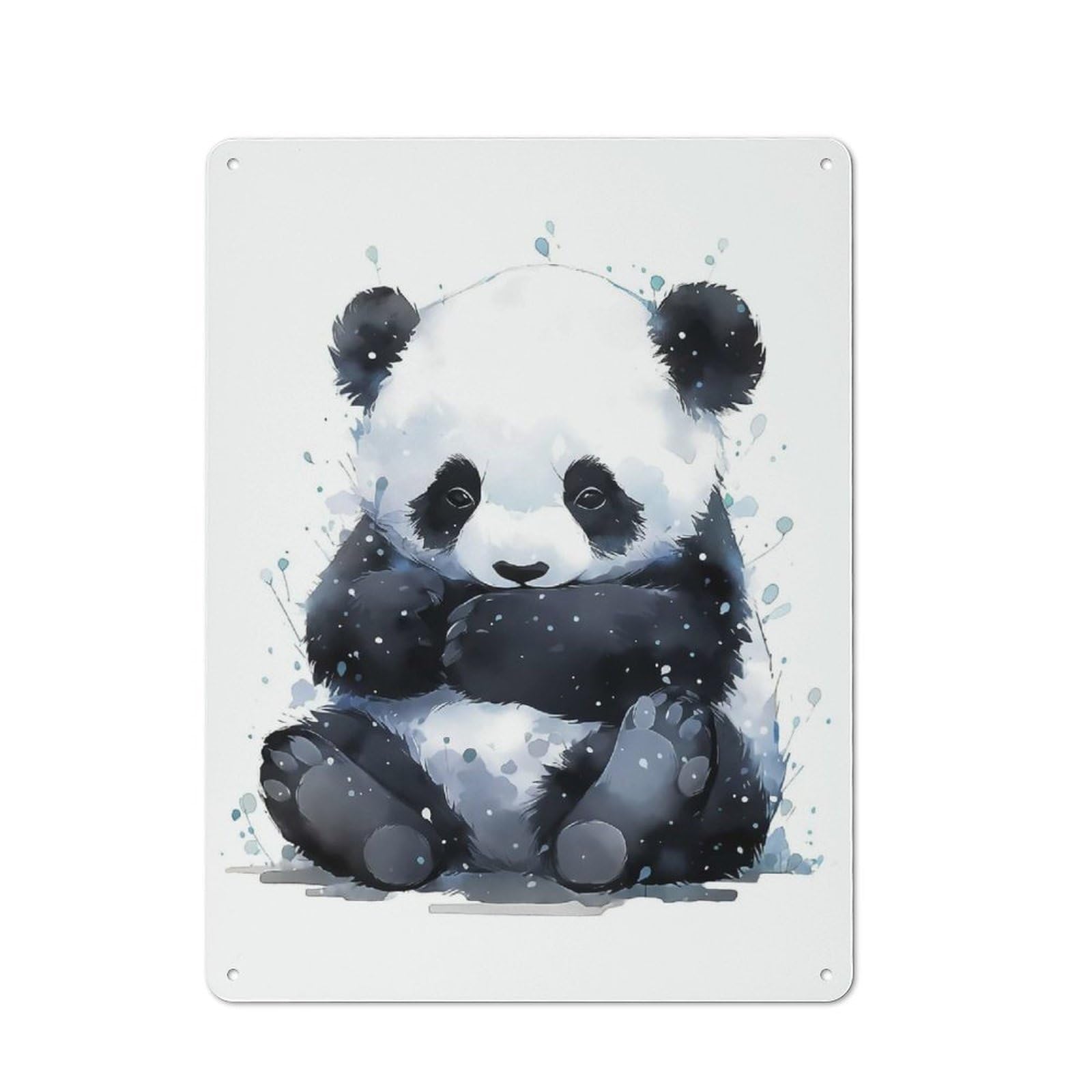 Junmoney Style-13 Modern Retro Metal Wall Art Sign 40X30cm Featuring Panda Watercolor, Urban Room Decor For Workspace, Cafe, Hallway Or Garage