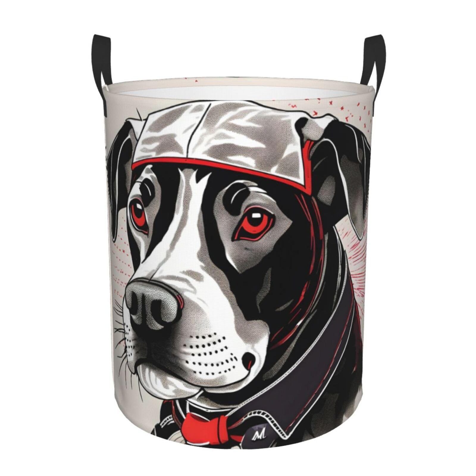 S Collapsible Round Cute Animal Farm Dog 1 Print Laundry Hamper