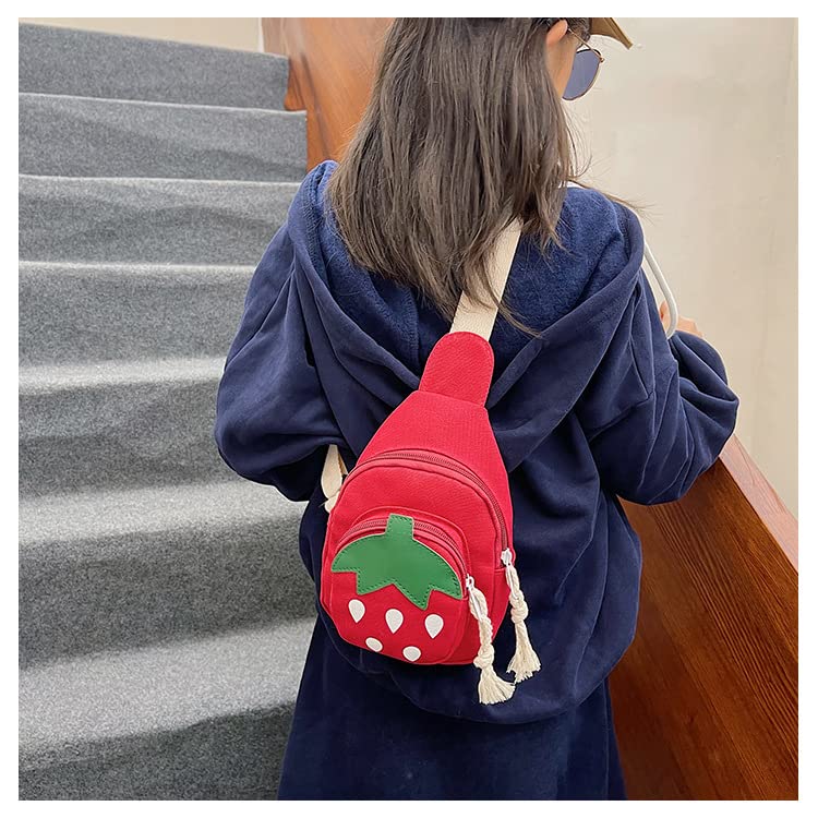 Hiflyer Small Sling Backpack, Rabbit Strawberry Design, Mini Backpack for Girls, Adjustable Shoulder Strap, Zipper Closure, 8x5x2 Inches, 0.2 liters3
