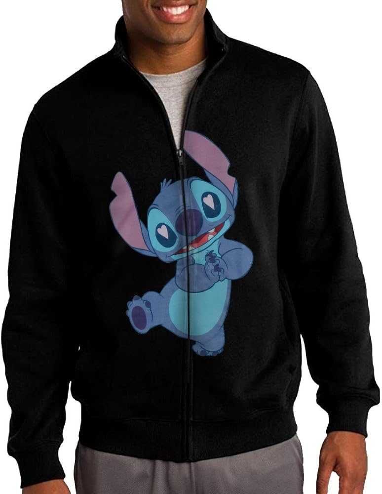 Men Lilo & Stitch Lovey Stitch Zip-up Design Hooded Sweatshirt With Pocket