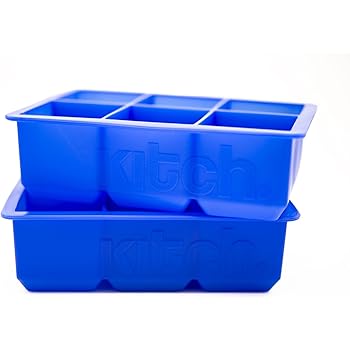 Large Cube Silicone Ice Tray, 2 Pack by Kitch, Giant 2 Inch Ice Cubes Keep Your Drink Cooled for Hours - Cobalt Blue
