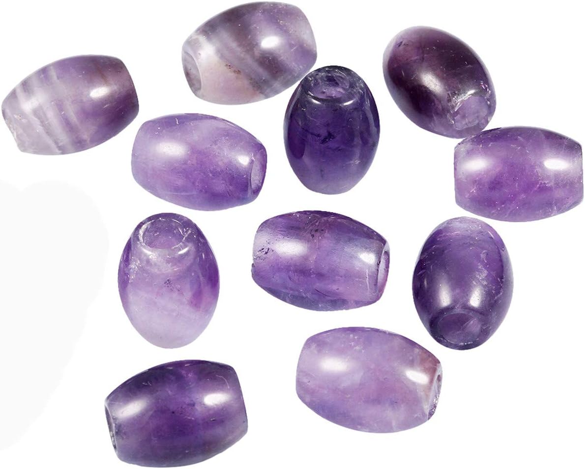 TUMBEELLUWA Stone Bead for Jewelry Making, Healing Crystal Large Hole Oval Shape Loose Beads Pack of 15, Amethyst - Image 4