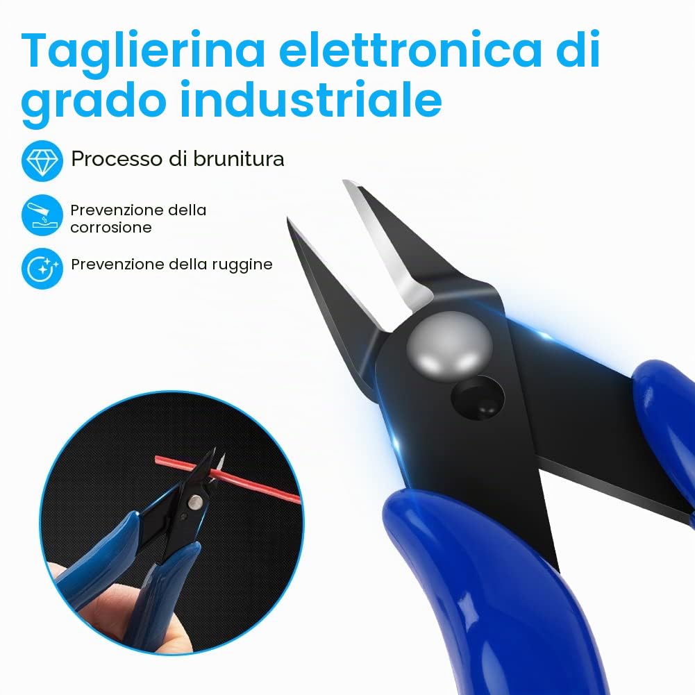 Ainiv Pinza da Taglio Diagonale, 1pz Pinze per Taglierine di Precisione, Pinza elettricista, Spellafili e Tagliafili, Multifunzionale Tronchesi a Filo per Artigianato Creazione Gioielli, Blu