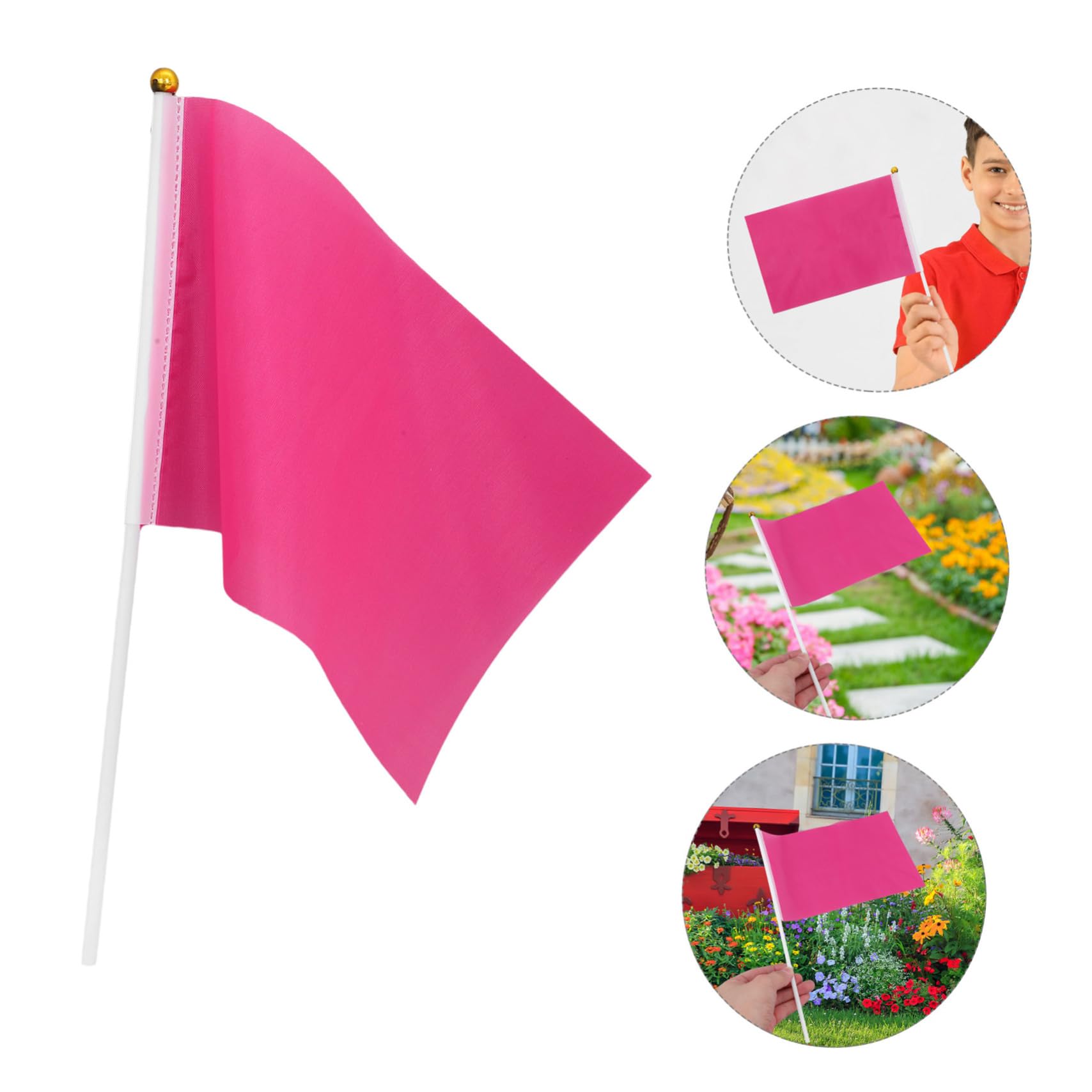 100 Pezzi Bandierine Da Mano Rosa in Pvc Resistenti Bandiere Portatili Per Feste E Celebrazioni Indoor Outdoor 11X8 Pollici Facili Da Tenere E Sventolare