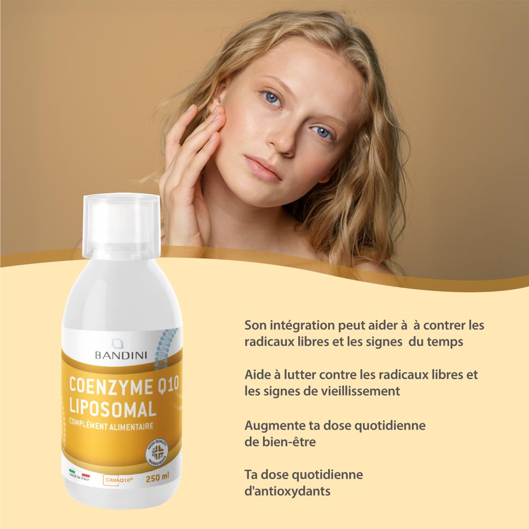 Bandini® Coenzyme Liposomale Q10 200mg Extra Fort | Vegan, Antioxydant puissant - CAVAQ10® 100% Ubiquinone forte & pure - Coq10 fermenté, haute biodisponibilité, testé en laboratoire, qualité premium