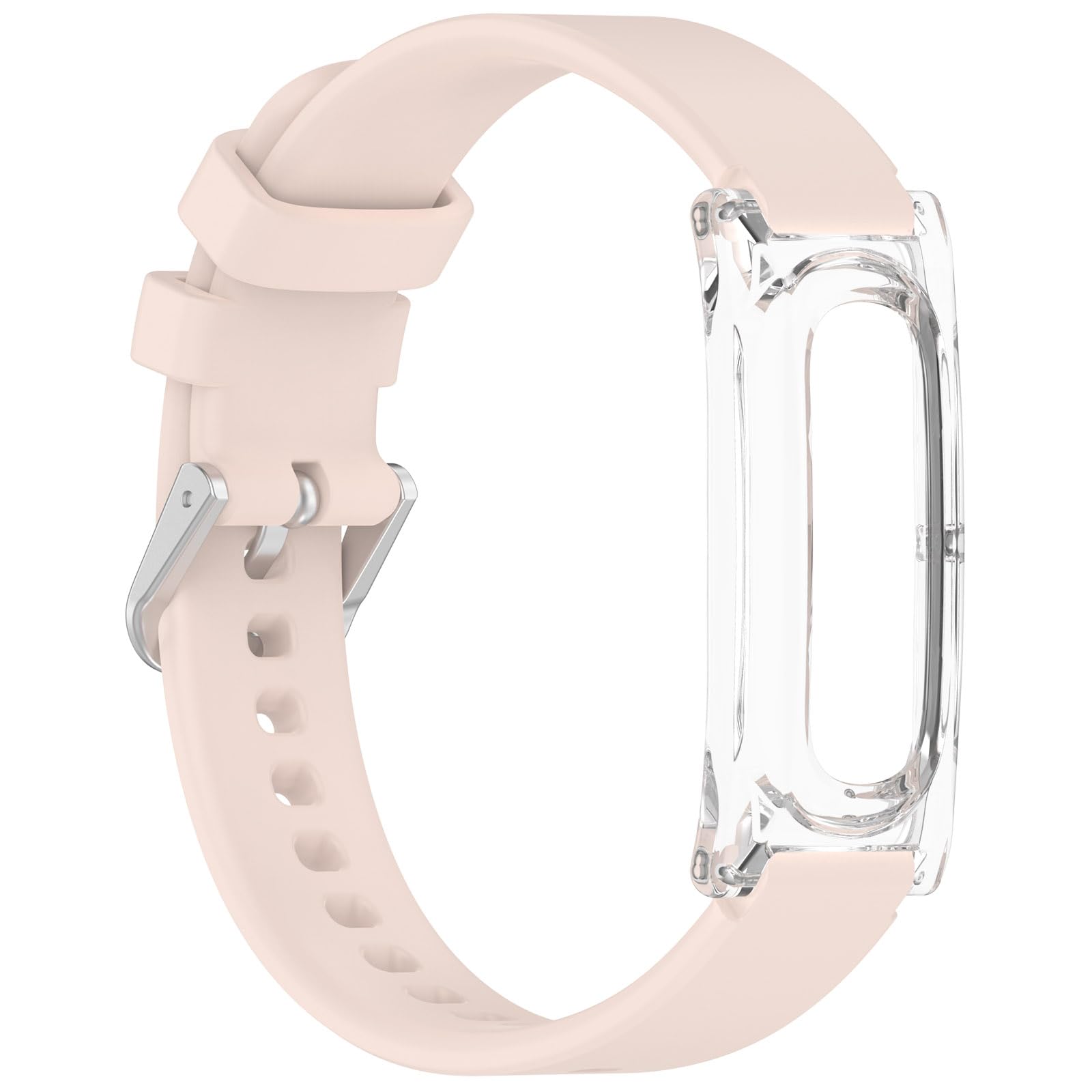 Strap with Protective Case for Google Fitbit Air, 5.5-8.7 Inch Adjustable Wristband, Precision Silicone Replacement Band with Metal Buckle Easy Install Watch Accessory