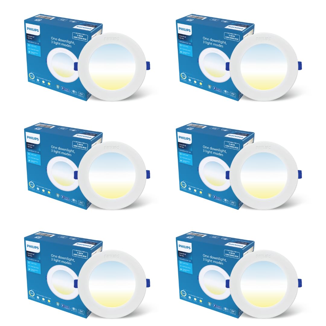 Philips 9W AstraGlow 3in1 LED Downlight | Ultra Bright Slim Panel Light | Junction Box Compatible | Energy Efficient LED Ceiling Light for Home & Office | Pack of 6-image-16