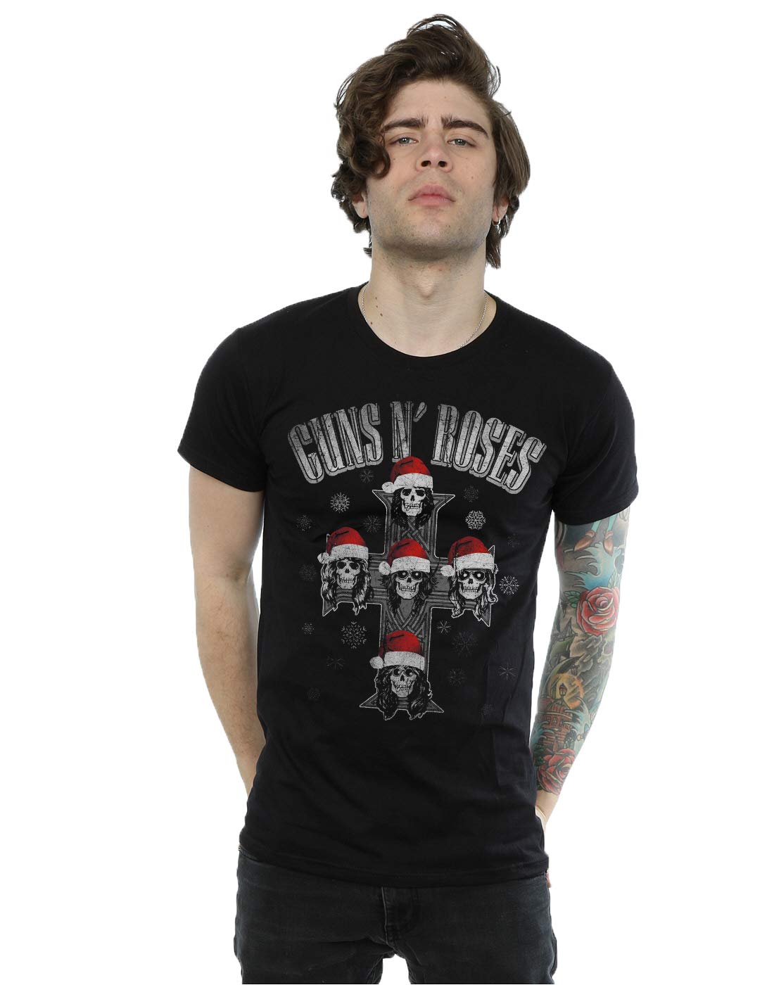 Guns N' Roses Men's Christmas Cross T-Shirt XX-Large Black