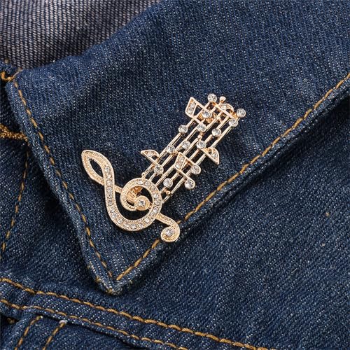 Image of 2PCS Music Note Brooch Pin for Women Dainty Elegant Rhinestone Pearl Note Treble Clef Brooch Musician Party Dance Banquet Clothes Accessorie Jewelry
