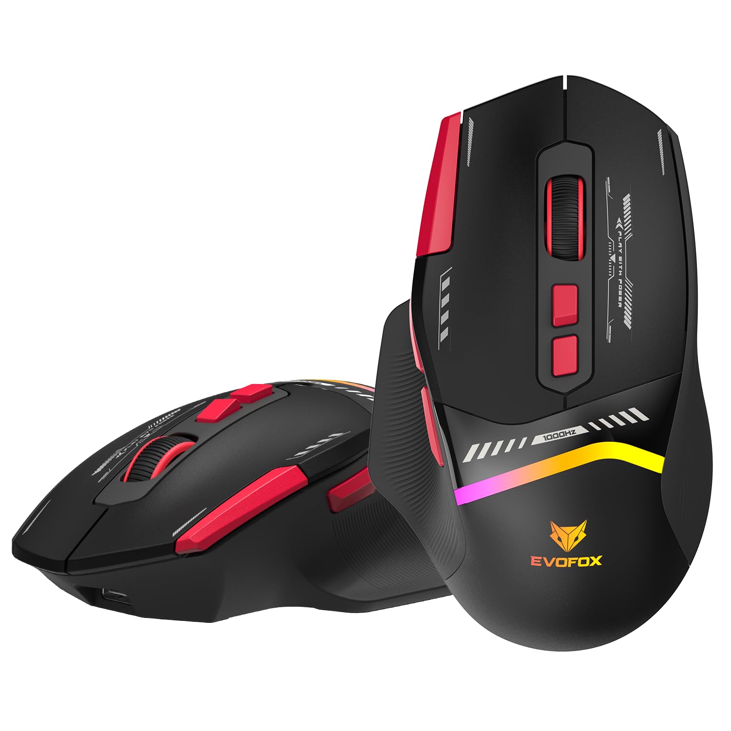 EvoFox Blaze 2 Tri-Mode Rechargeable Wireless Gaming Mouse, 12,800 DPI, 1000Hz Polling Rate, Ergonomic Design, RGB Lighting, 8 Programmable Buttons, Software Support-image-12