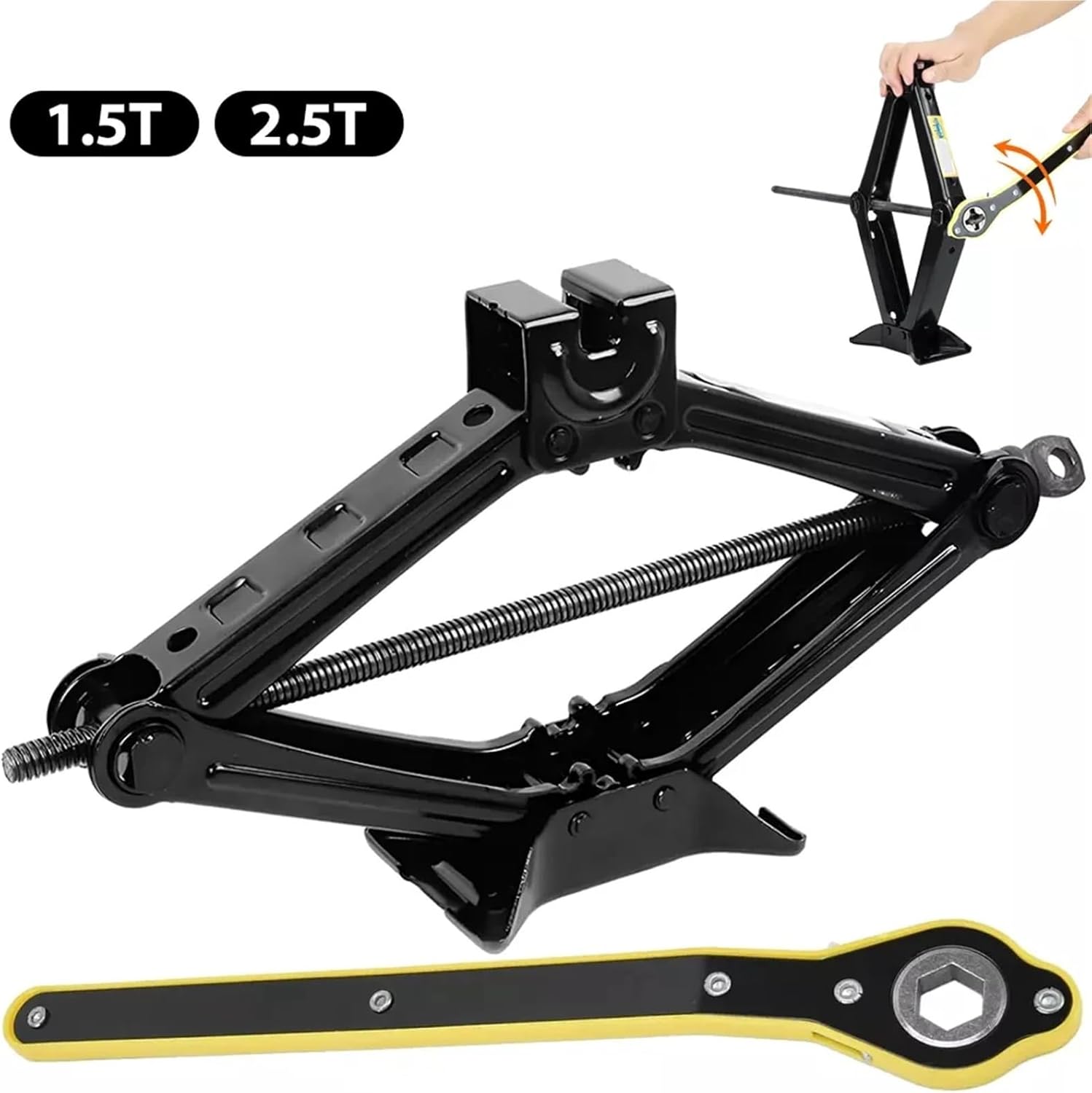Manual Jack, 2.5T 1.5T car Jacks 2 in 1 Manual Lift Jack Car Repair Tool Lifting Tool with Labor-Saving Ratchet Wrench Foldable Jack for Car(2.5T)