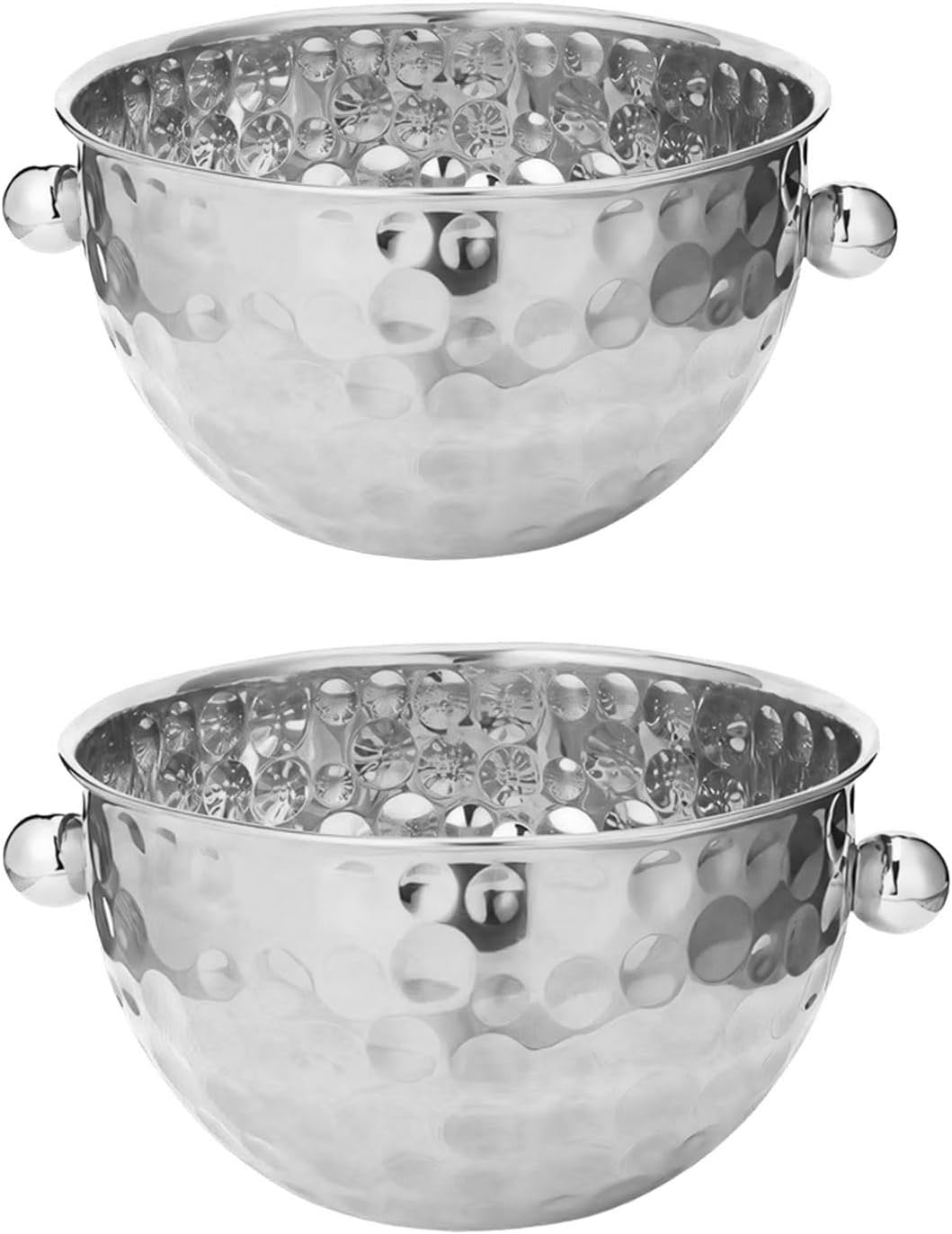 Pack of 2 Nonrust Steel Hammered Ice Buckets for Wine Champagnes and Beverages with Double Walled Insulation