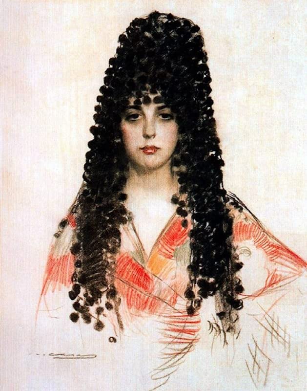 Art portrait d'une dame espagnole Ramon Casas impression d'art premium sur toile