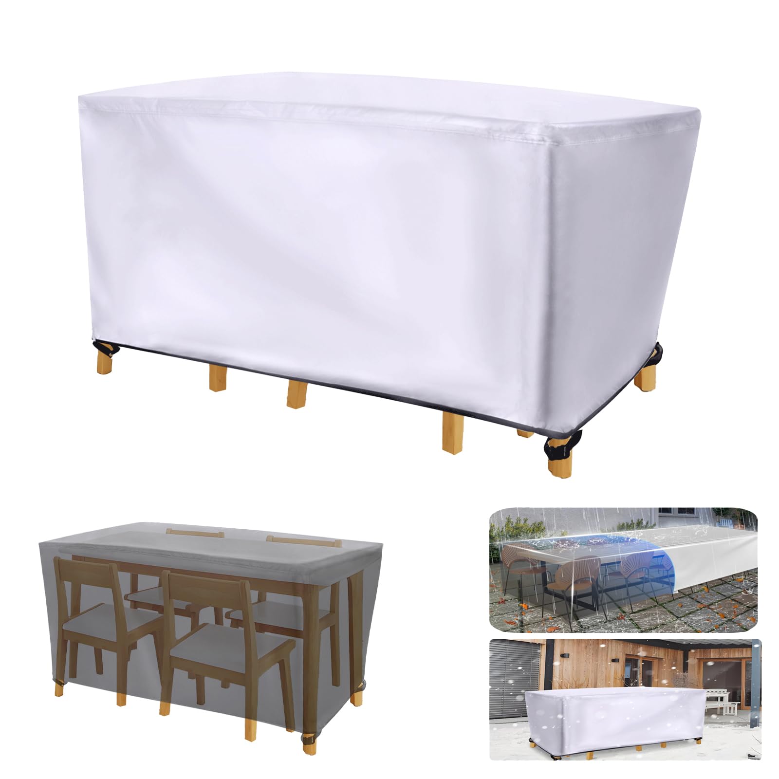 Pokrowce na meble ogrodowe 210 x 90 x 95 cm (dł. x szer. x wys.), pokrowiec na stolik kawowy, na każdą pogodę, ochraniacz na meble ogrodowe z zamknięciem na sznurek, odporny na promieniowanie