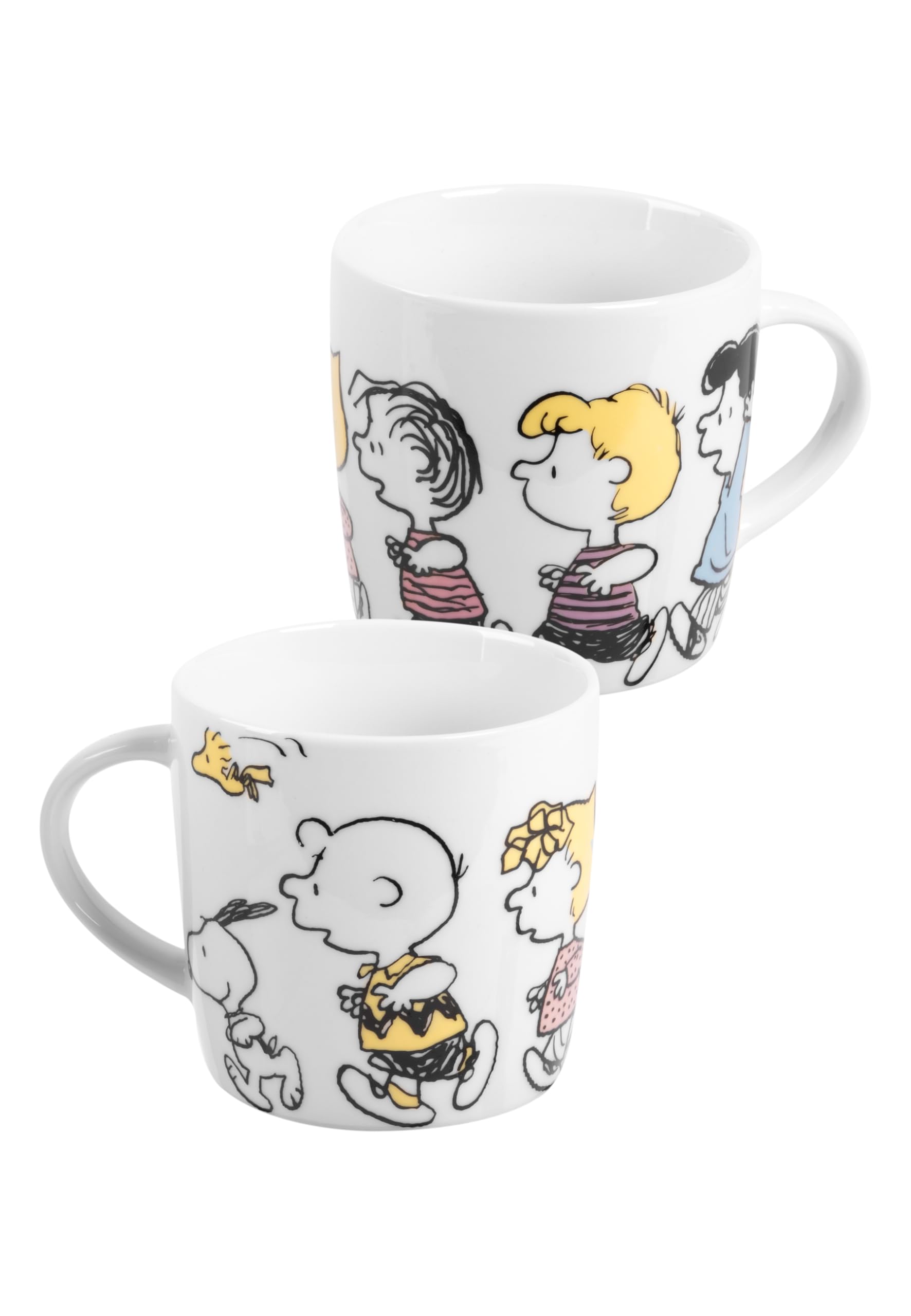 The Peanuts Snoopy Family - Set di 3 piatti, ciotola e tazza in porcellana, colore: Bianco