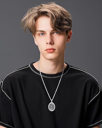 Miniatura 6 de Wasee Collar de San Miguel para hombre, collar con colgante de medalla de San Miguel Arcángel, amuleto de amuleto, joyería religiosa, regalos con