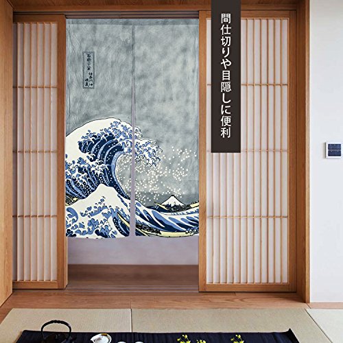 Japanese Noren Ukiyoe The Great Wave Off Kanagawa Door Way Curtain 59"X33.45" #TOP2