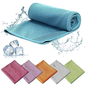 HTRR – Juego de 6 toallas de deporte refrescantes de microfibra, poliéster, para fitness, deporte, viajes, yoga (30 x 80 cm), color rojo, púrpura, naranja, gris, verde, azul