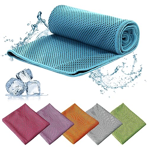 HTRR - Juego de 6 toallas de deporte refrescantes de microfibra, poliéster, para fitness, deporte, viajes, yoga (30 x 80 cm), color rojo, púrpura, naranja, gris, verde, azul