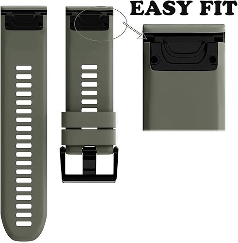 Miniatura 6 de ANCOOL Correa de reloj para Fenix 5Fenix 6Garmin Fenix 7 Band 0.866 in bandas de silicona suave compatibles con Garmin S62 Watch BandFenix 5 PLUS