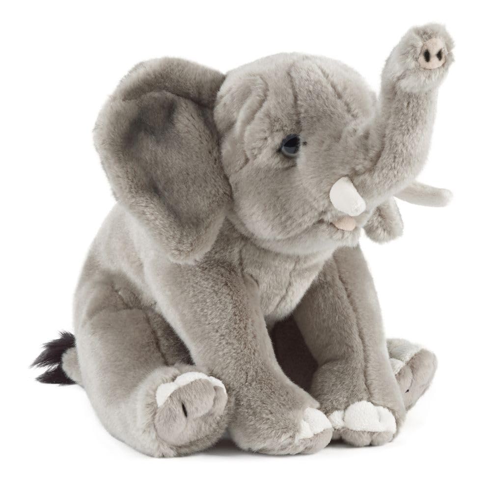Living Nature Elephant, Realistic Soft Cuddly Elephant Toy, Naturli Eco-Friendly Plush, 30cm, Grey