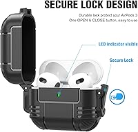 Vista 2 de Maxjoy Funda para Airpods 3 2021, funda para Airpods 3 con candado AirPods3, carcasa rígida para AirPod Gen 3, funda protectora resistente a prueba