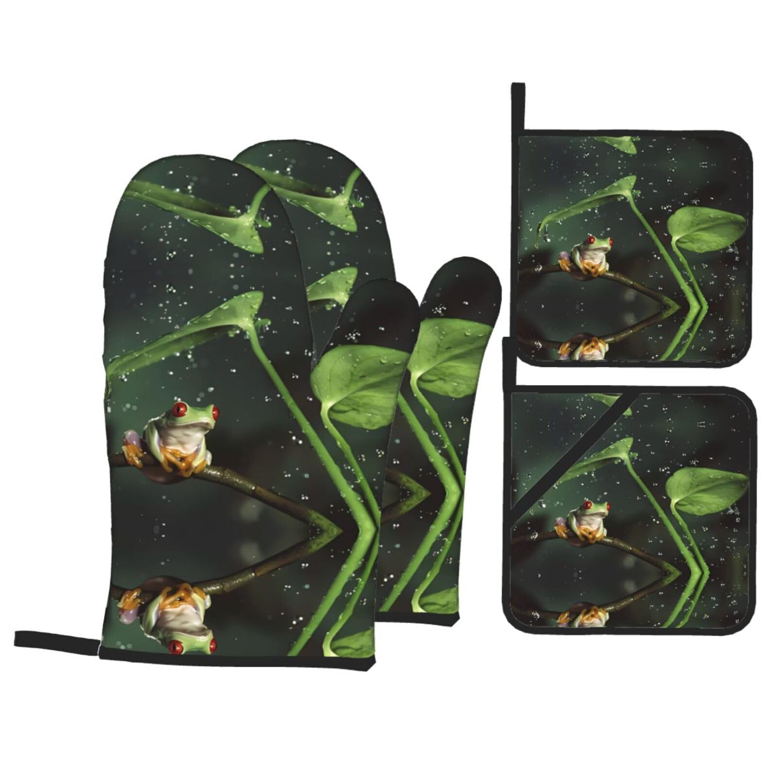 Juego para hornear Frog and Rain de 4 piezas: Utensilios prácticos para asar y cocinar