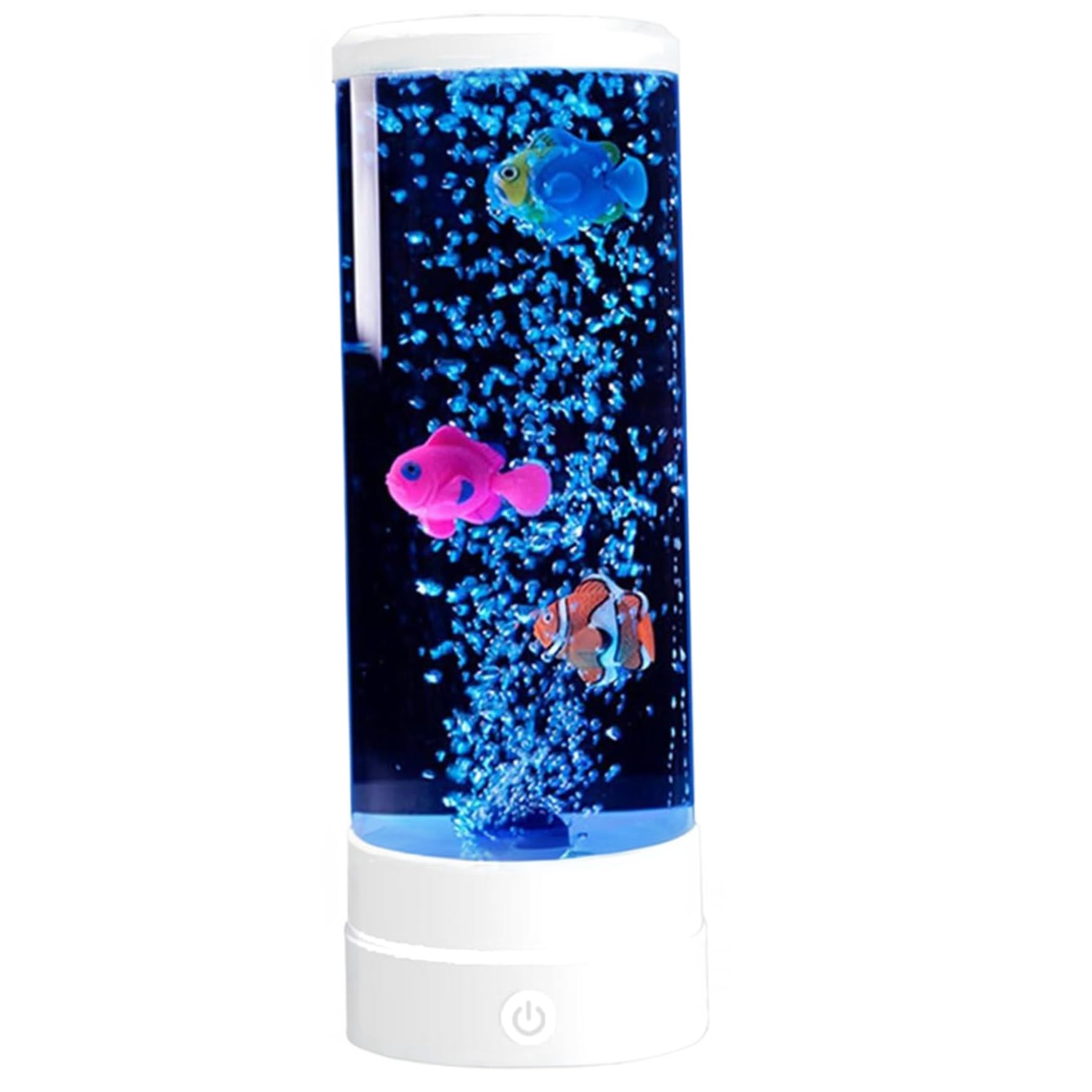 Lámpara de peces de burbujas que cambia de color, USB y funciona con pilas, tanque sensorial creativo con control remoto para escritorio, oficina, decoración del hogar, color blanco