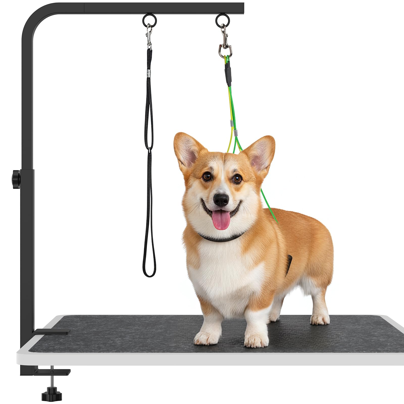 29" H Adjustable Height Dogs Grooming Arm with Clamp, Dog Grooming Table Arm with Loop Noose and No Sit Haunch Holder, Perfect Dog Restraint for Small & Medium Dogs，Arm for Grooming Tables
