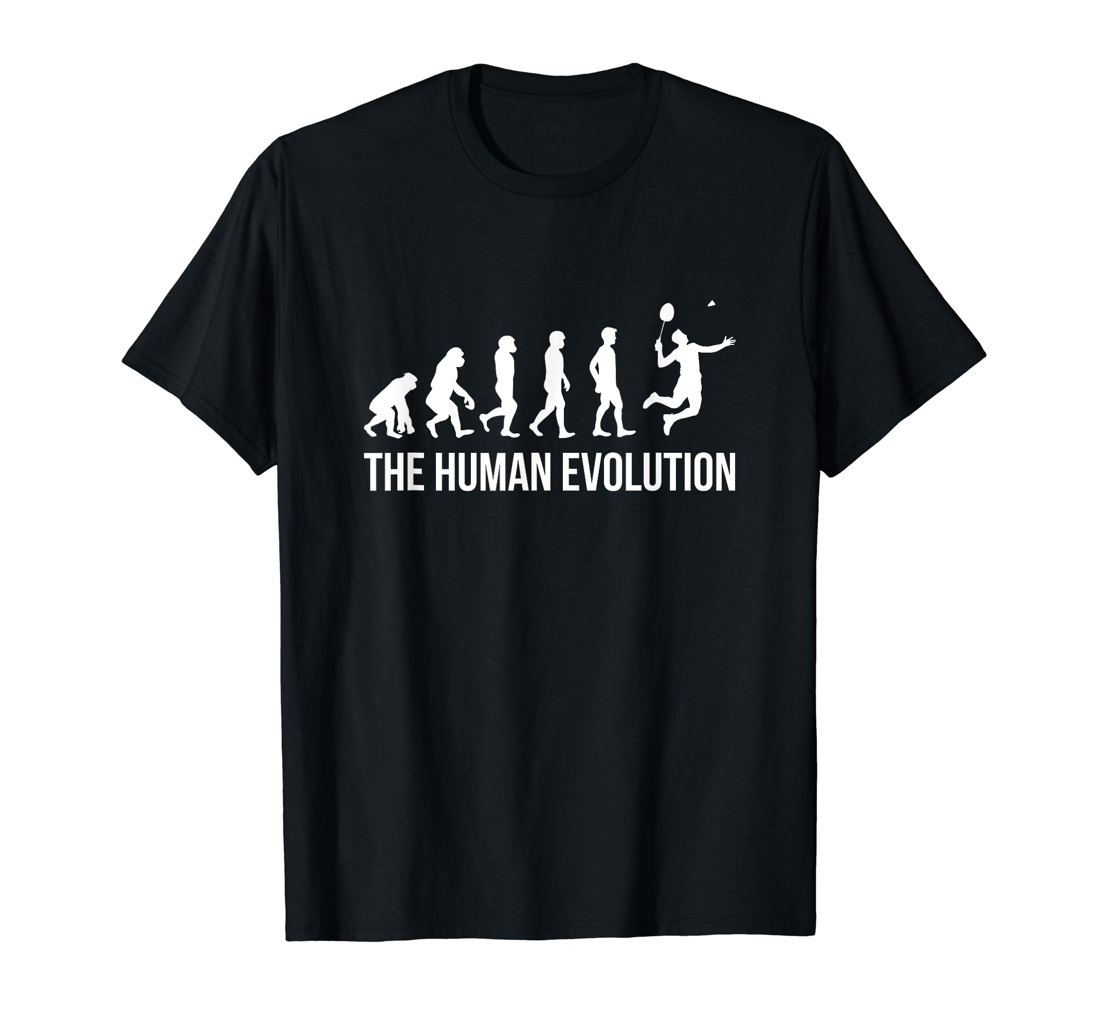 Evolution Graphic Badminton Player Shuttlecock Sports Smash T-Shirt